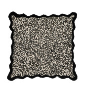 Scalloped Edge Cushion in Black Luxury Embroidered 